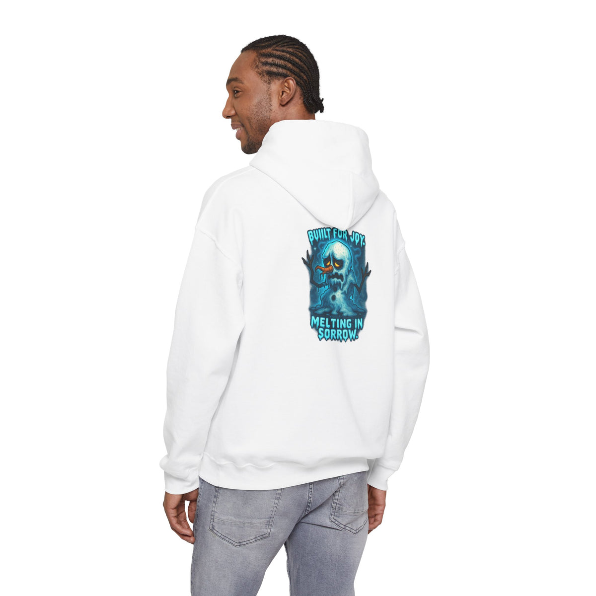 Melting in Sorrow Hoodie — Blue Melting Skull Graphic Pullover