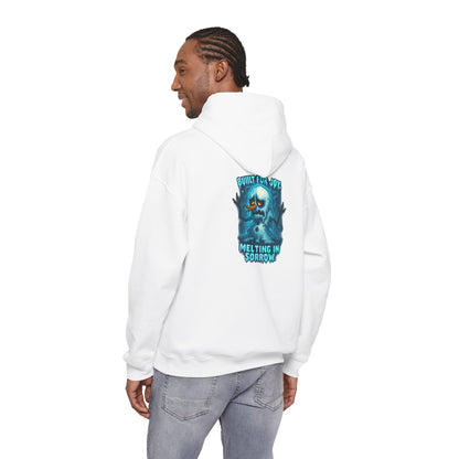 Melting in Sorrow Hoodie — Blue Melting Skull Graphic Pullover