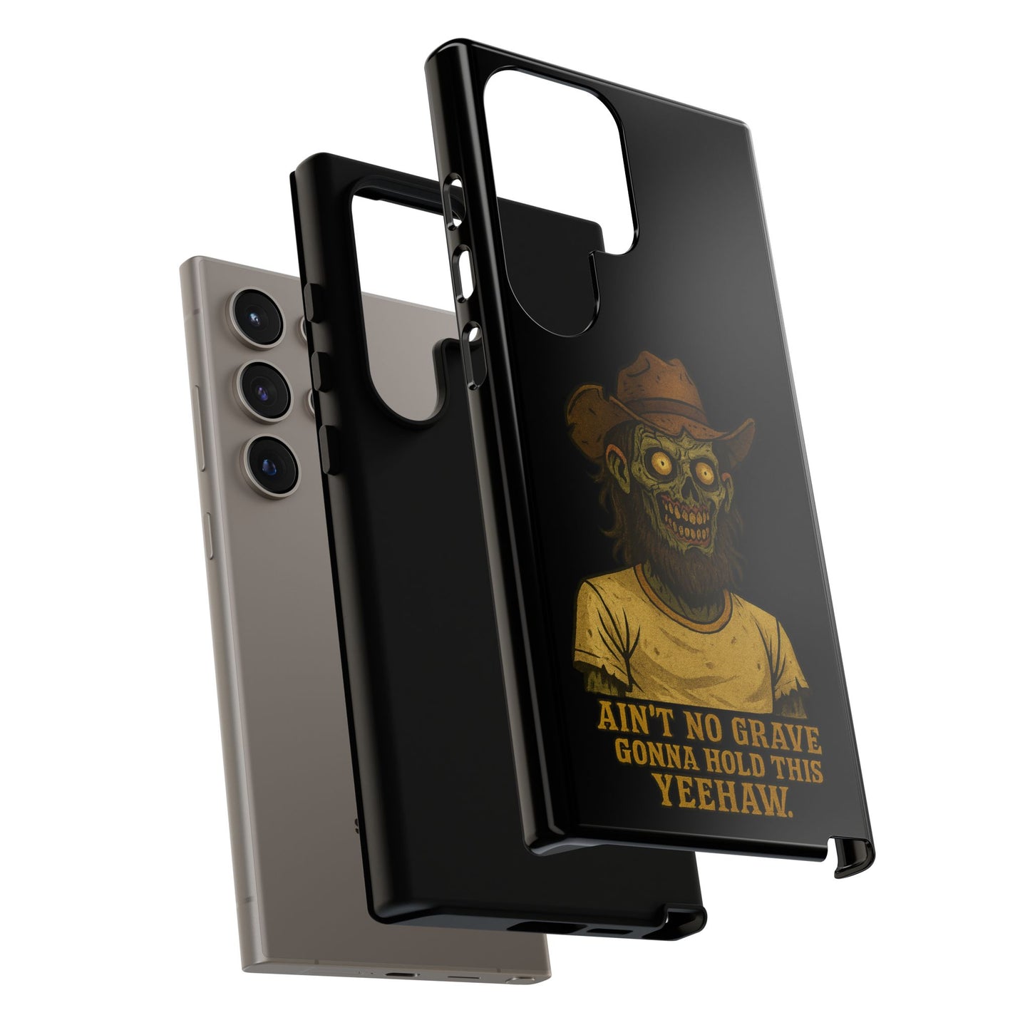 Zombie Cowboy Phone Case — "Ain't No Grave Gonna Hold This Yeehaw" Protective iPhone Cover