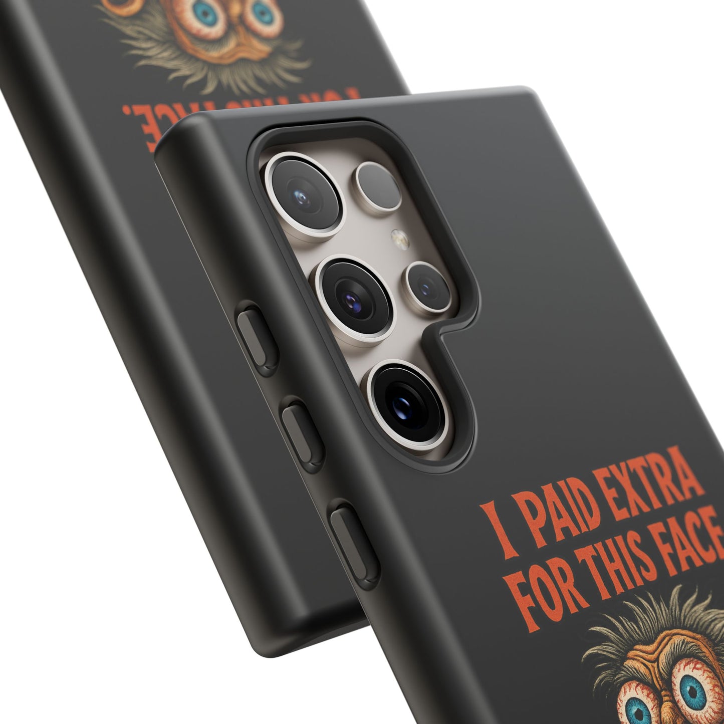 Funny ‘I Paid Extra For This Face’ Phone Case — Retro Horror Cartoon Design