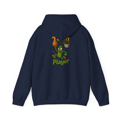 Basketball Pickle Player Hoodie — Funny Sports Cartoon Hoodie for Fans & Players