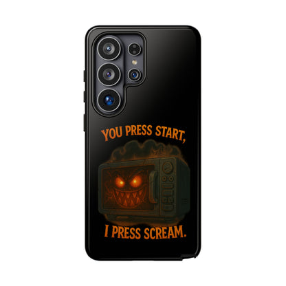 Phone Case — "You Press Start, I Press Scream" Spooky Retro Game Controller Design