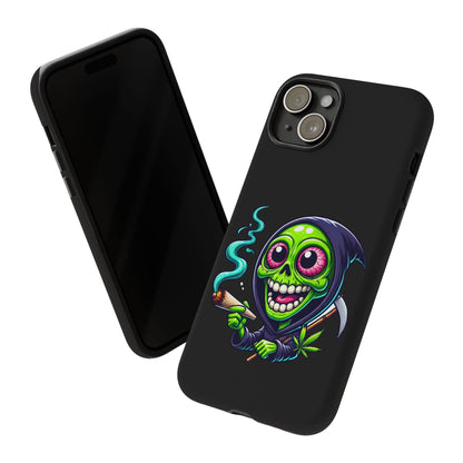 Grinning Stoner Grim Reaper Phone Case – Cannabis Skull iPhone Cover