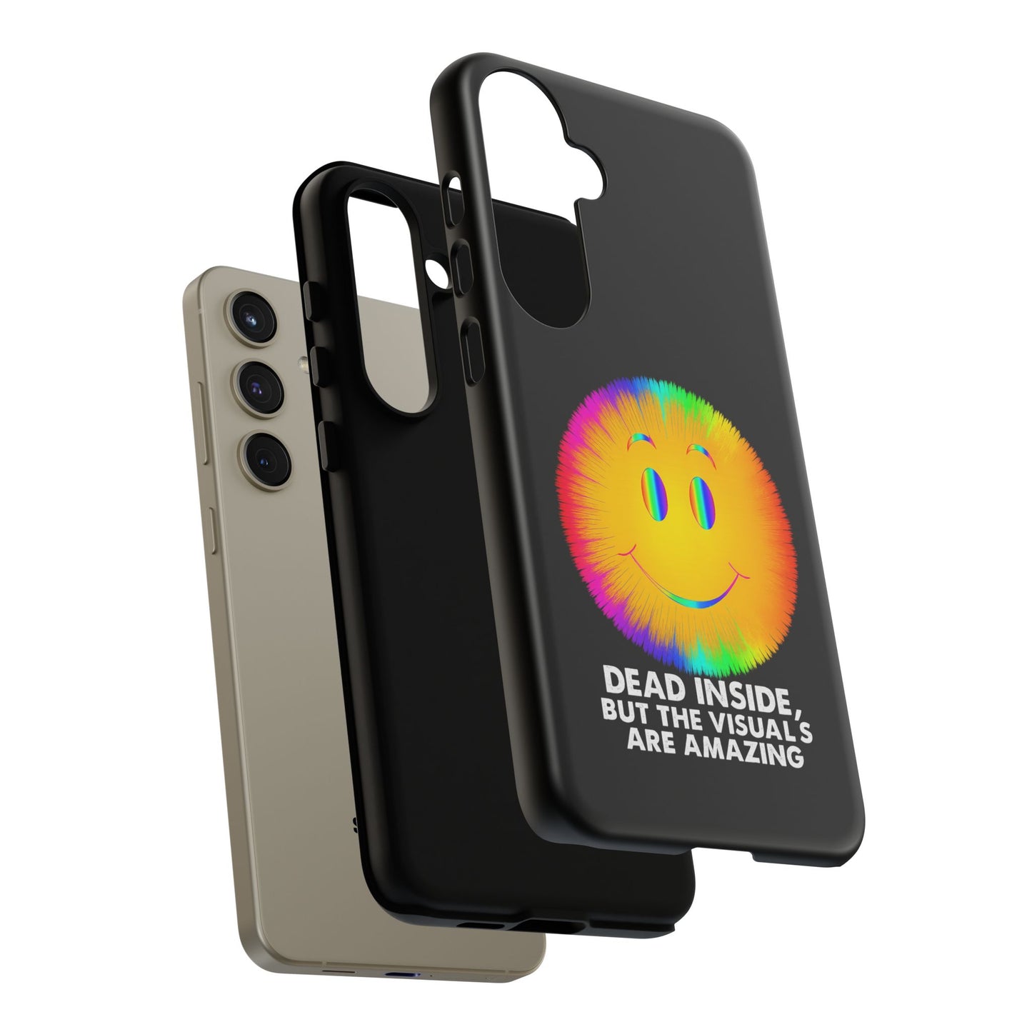 Phone Case — 'Dead Inside, But the Visuals Are Amazing' Rainbow Smiley