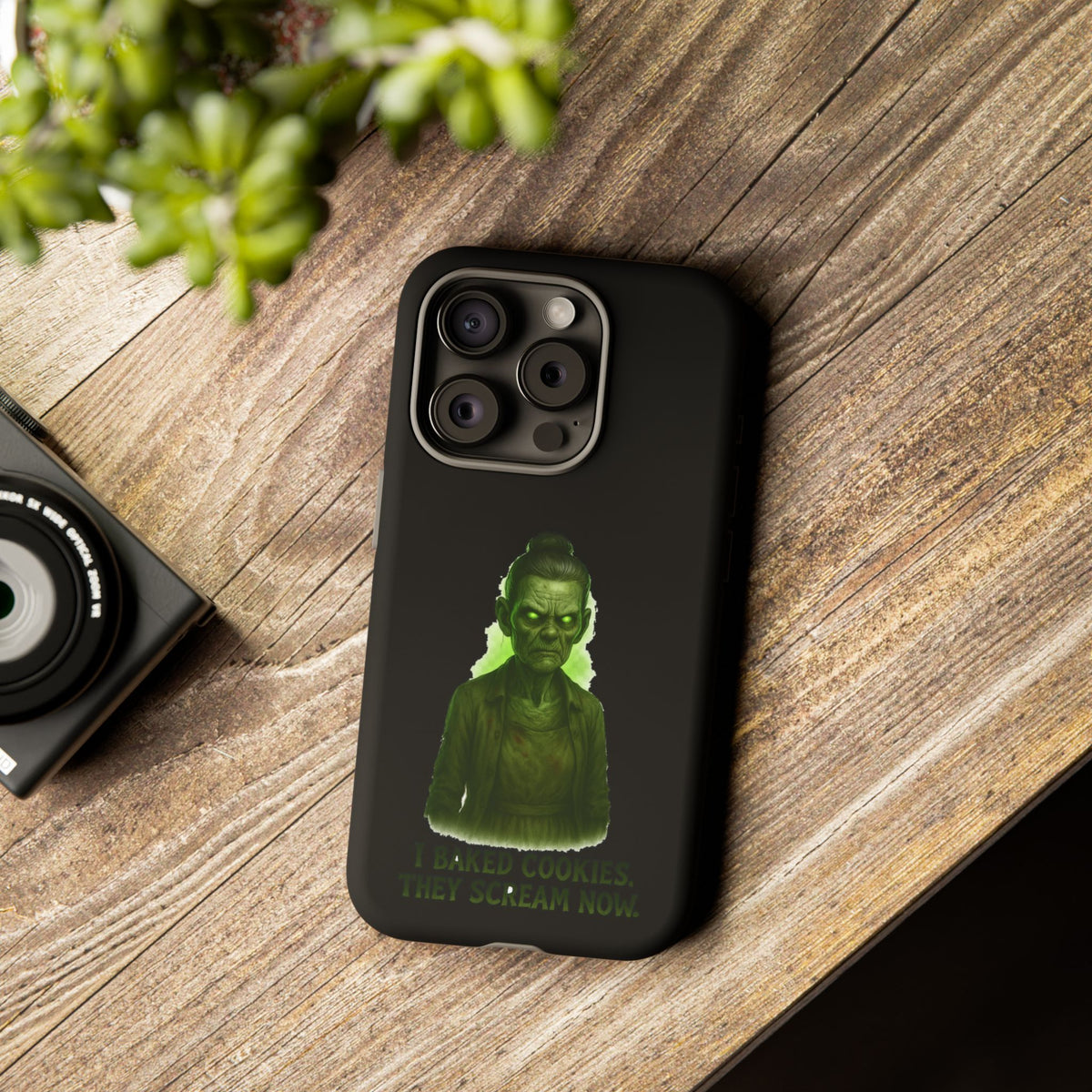 Spooky Green Ghost Phone Case — "I Baked Cookies, They Scream Now" Horror iPhone Cover