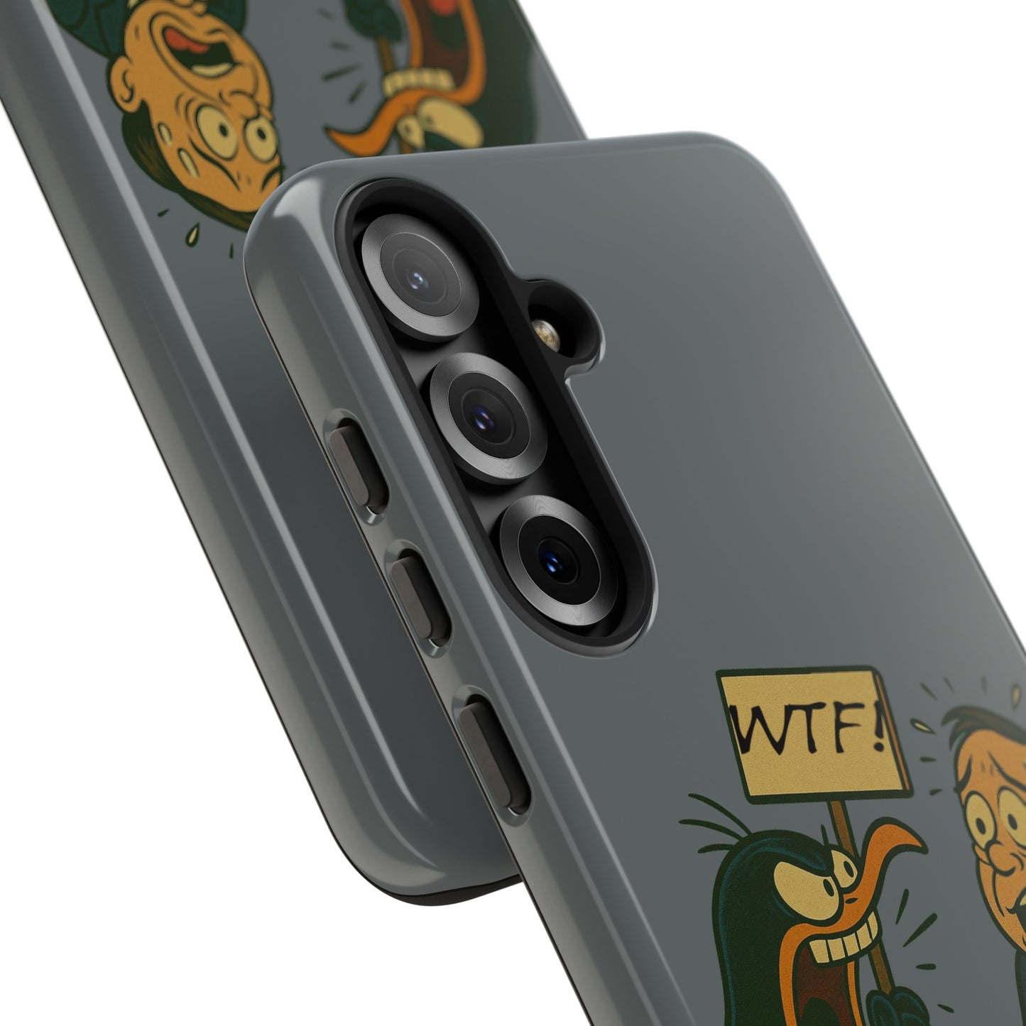 Phone Case - Cartoon Penguin Yelling 'WTF' at Shocked Man, Funny Protective iPhone Cover