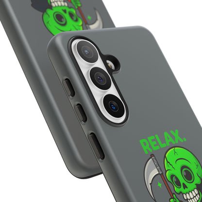 Phone Case — 'Relax. I Only Reap on Weekdays.' Cute Green Grim Reaper Protective Cover