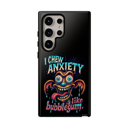 Phone Case — "I Chew Anxiety Like Bubblegum" Retro Monster Design