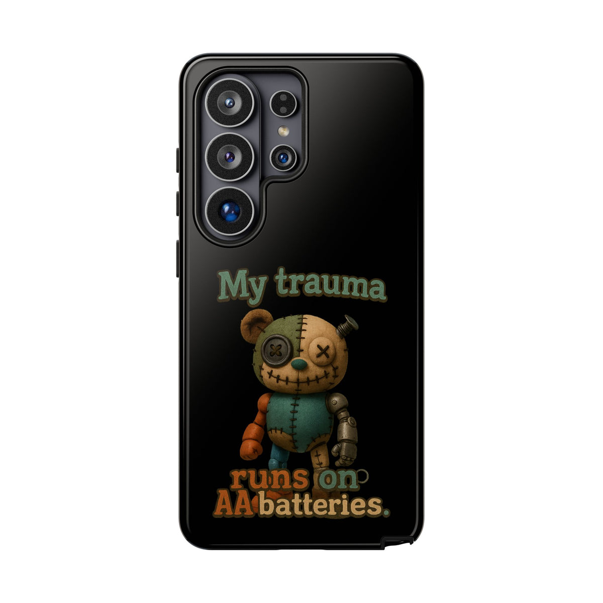 Phone Case — 'My Trauma Runs on AA Batteries' Creepy Voodoo Teddy Protective Cover