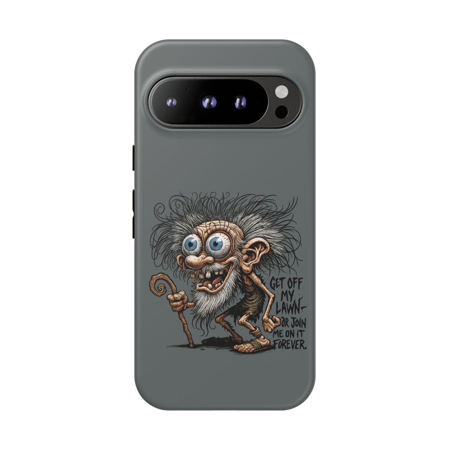 Phone Case — Funny Grumpy Troll Design: “Get Off My Lawn” Protective Cover