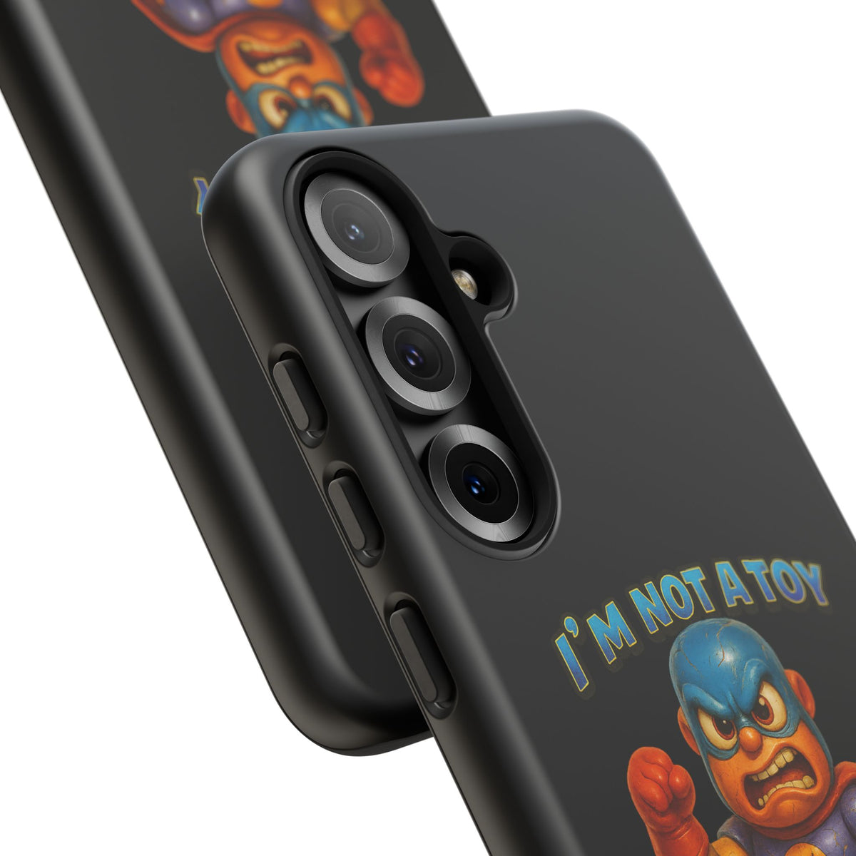Phone Case — "I'm Not a Toy, I'm a Weaponized Tantrum" Cartoon Superhero Design