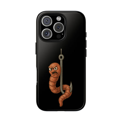 Angry Worm on Hook Phone Case – Funny Fishing Humor Protective Cover