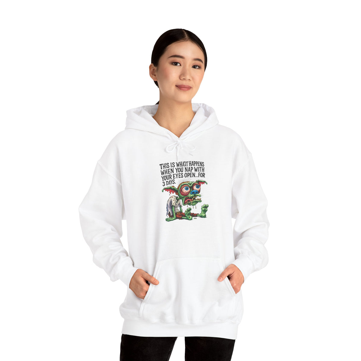 Cute Monster Hoodie with "This Is What Happiness Looks Like When You May Have Your Wings Open..." — Whimsical Gift Pullover