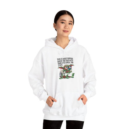 Cute Monster Hoodie with "This Is What Happiness Looks Like When You May Have Your Wings Open..." — Whimsical Gift Pullover