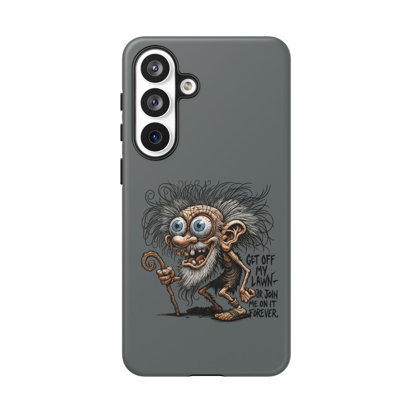 Phone Case — Funny Grumpy Troll Design: “Get Off My Lawn” Protective Cover