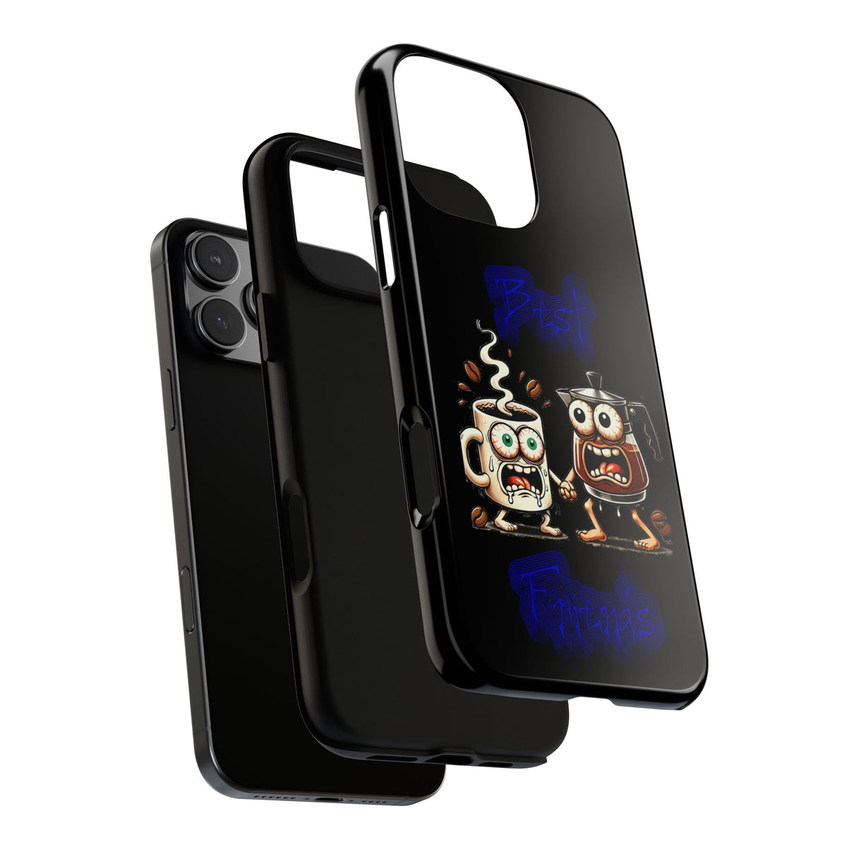 Coffee & Tea Fight Phone Case — Funny Kawaii Beverage Cartoon Tough Cases