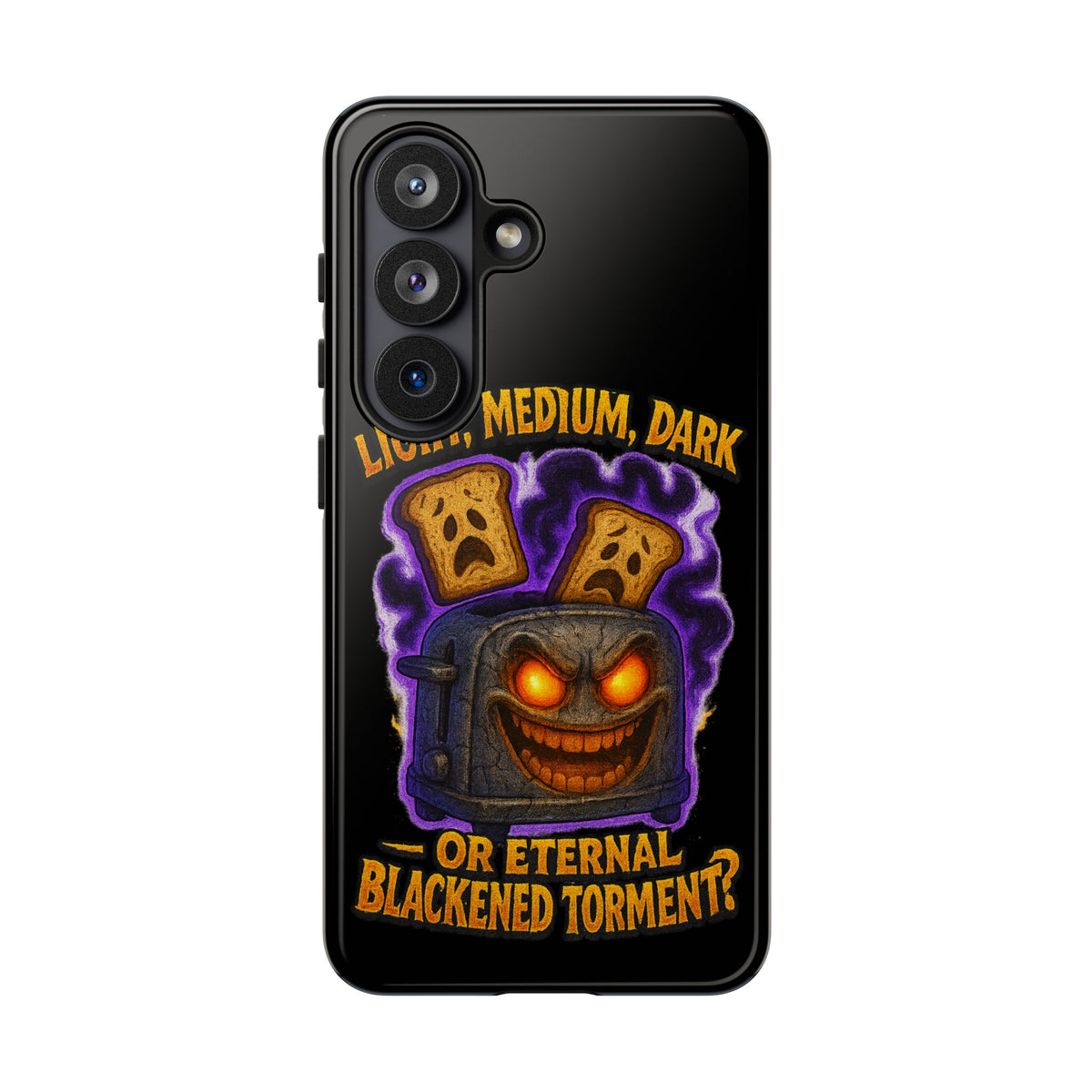 Phone Case — 'Light, Medium, Dark or Eternal Blackened Torment?' Spooky Toast & Toaster Horror Design