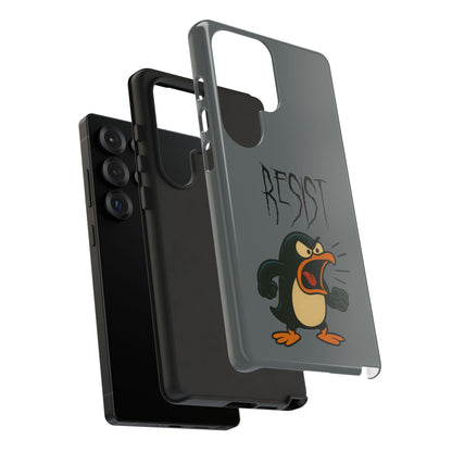 Resist Angry Penguin Phone Case — Protective iPhone Case with Bold Cartoon Design