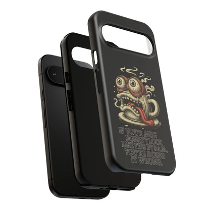 Tough Cases: Retro Hot Coffee Monster Phone Case — Funny 'If Your Mug...' Quote