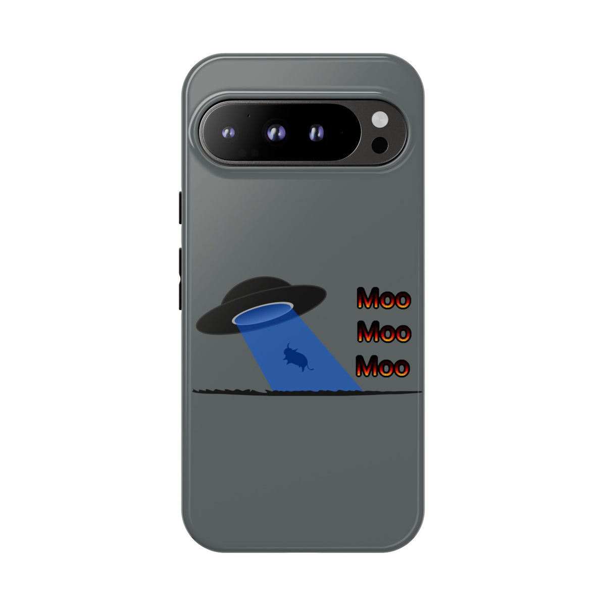 Phone Case — Funny UFO Cow Abduction Design with “Moo Moo Moo”
