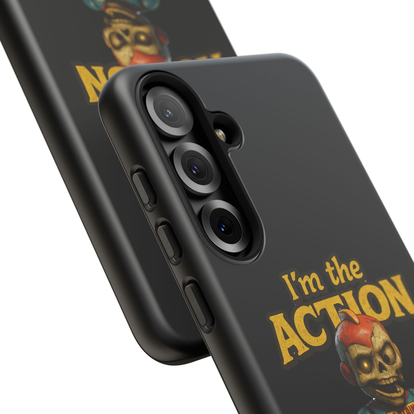 Action Figure Phone Case — "I'm the Action" Retro Skull Toy Design