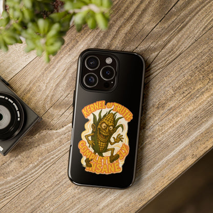 Corny Horror Phone Case - “Kernel of Truth, Completely Insane” Retro Corn Monster