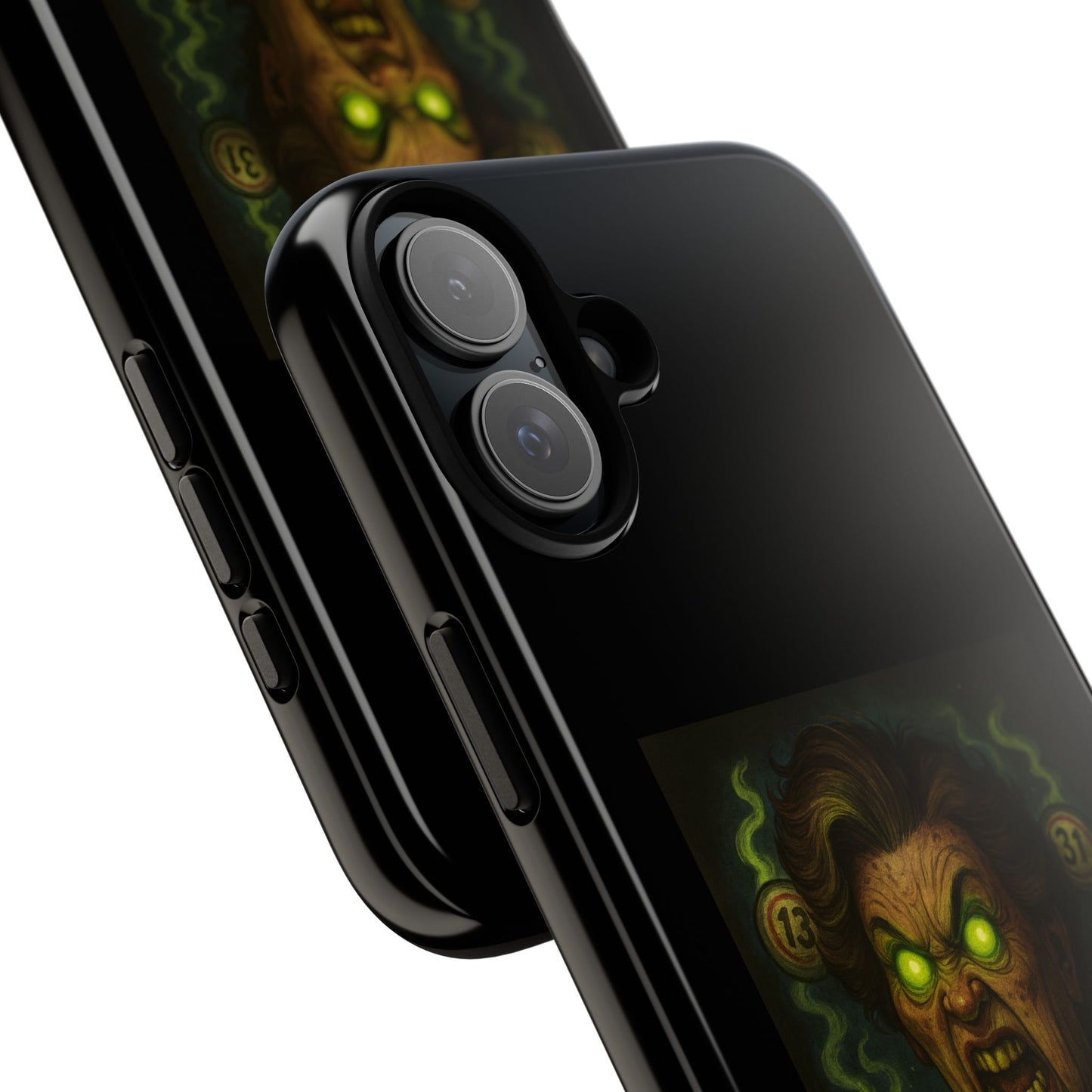 Horror Phone Case — "Eyes Glowing, Balls Rolling — Your Luck Is Doomed"