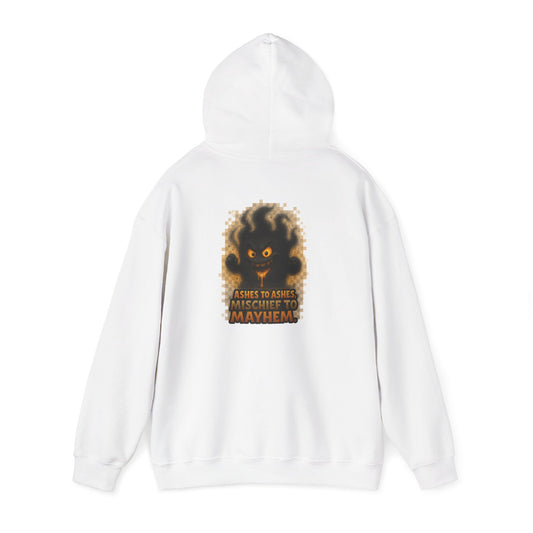 Hoodie — "Ashes to Ashes, Mischief to Mayhem" Black Cat Graphic Hoodie