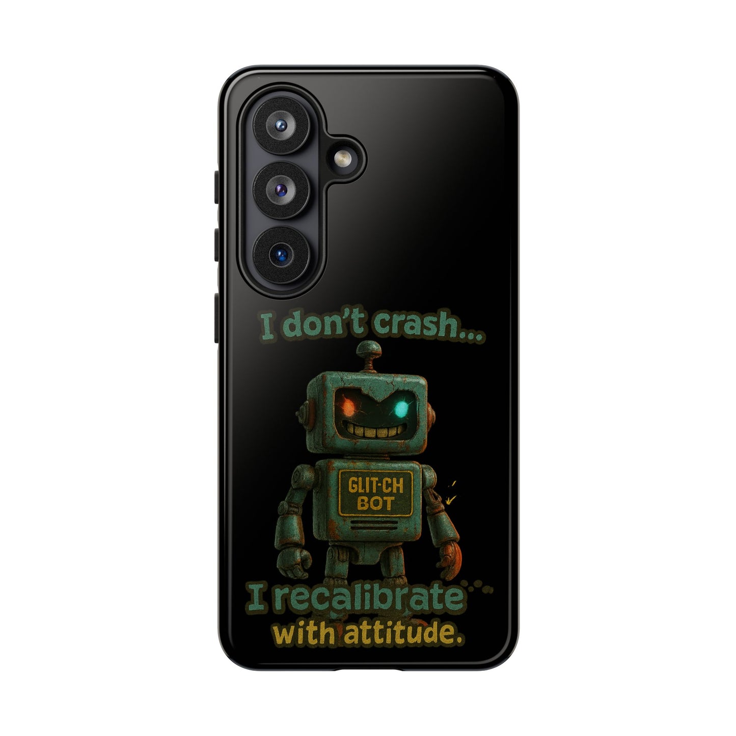 Phone Case — "I Don't Crash... I Recalibrate" Retro Robot Protective Cover