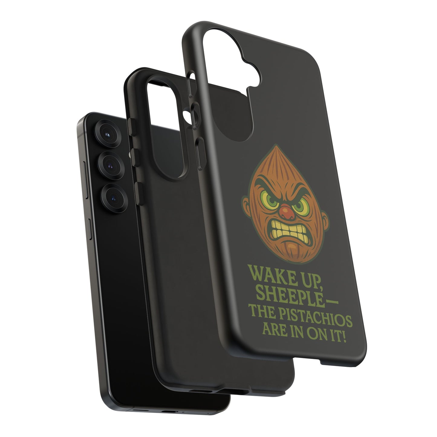 Angry Pistachio Phone Case — "Wake Up, Sheeple — The Pistachios Are In On It!"