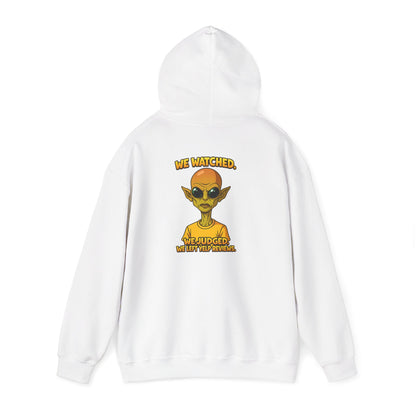 Alien Graphic Hoodie - "We Judged, We’ve Deported" Satirical UFO Sweatshirt