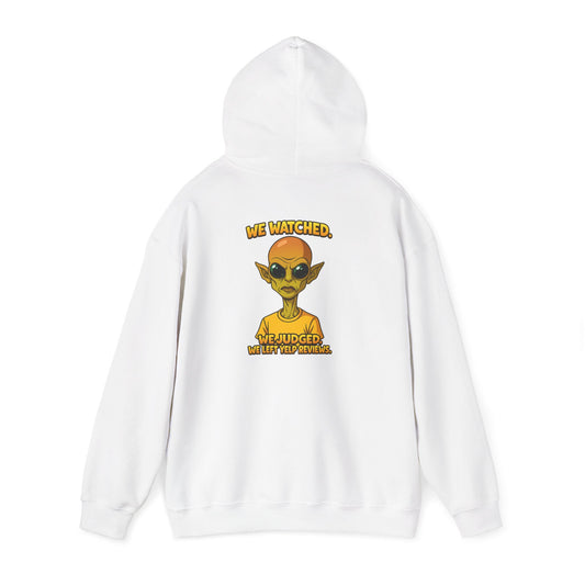 Alien Graphic Hoodie - "We Judged, We’ve Deported" Satirical UFO Sweatshirt