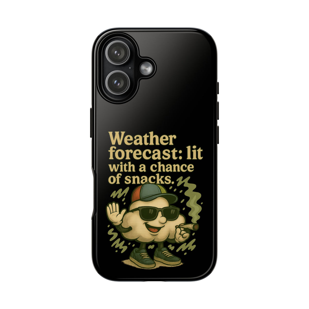 Phone Case — "Weather Forecast: Lit with a Chance of Snacks" Retro Graphic
