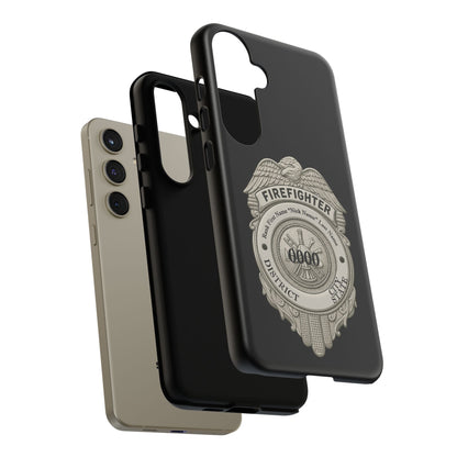 Firefighter Badge Tough Phone Case — Personalized Station Number Design