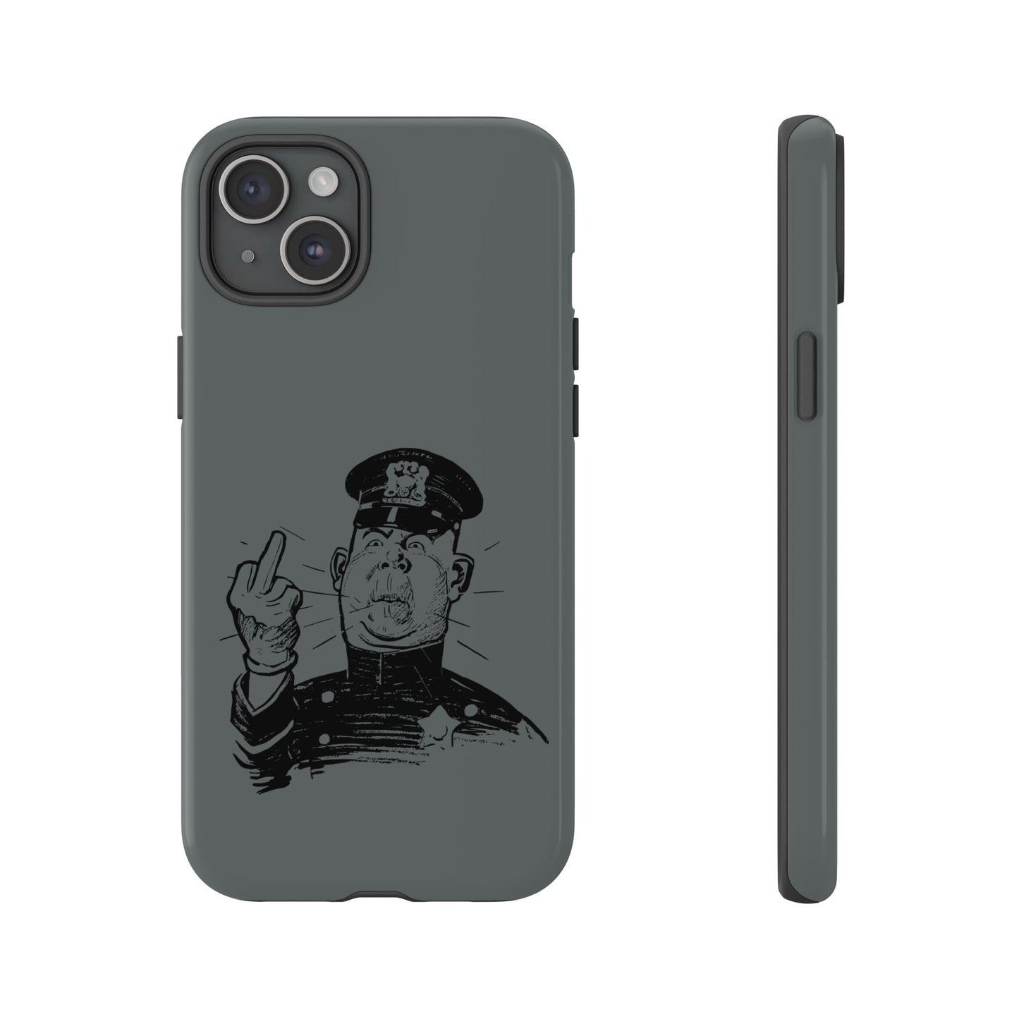 Vintage Cop Middle Finger Phone Case — Edgy Retro iPhone Protective Cover