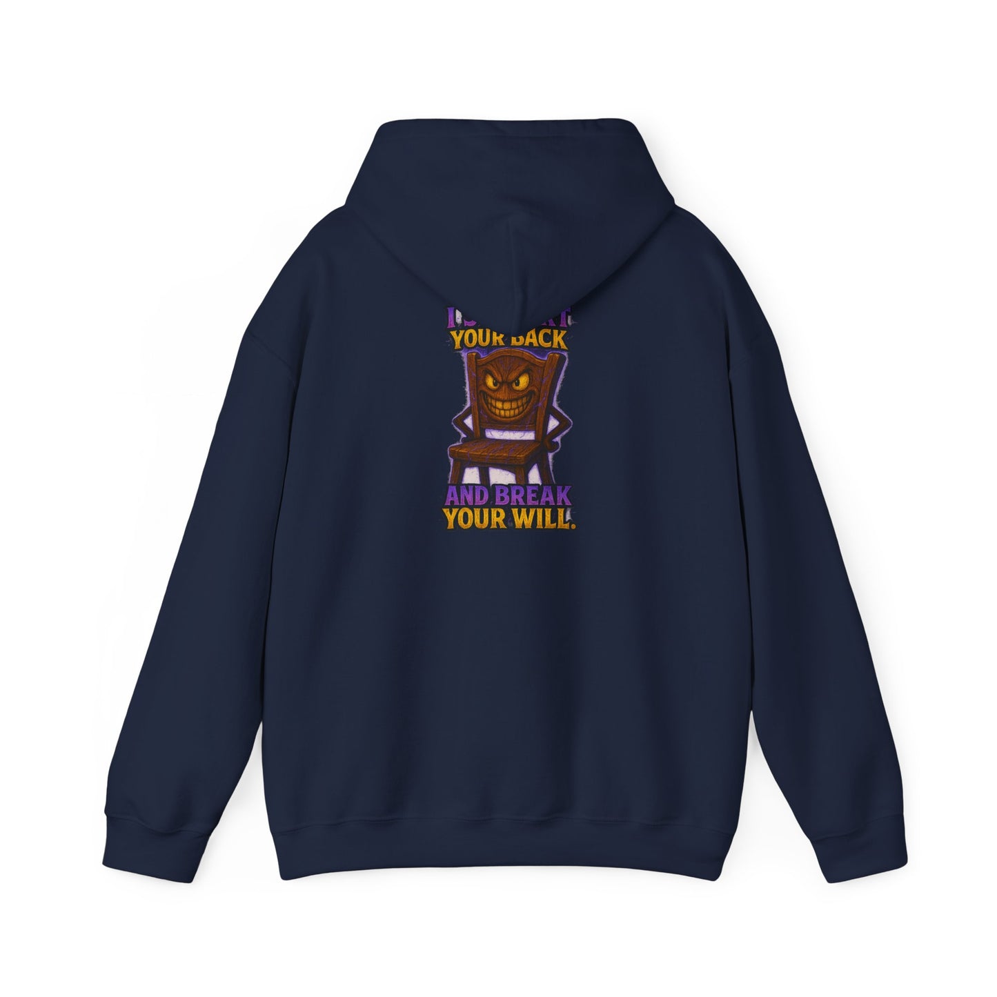 Horror Throne Hoodie — 'I’ll Watch Your Back and Break Your Will' Graphic Pullover