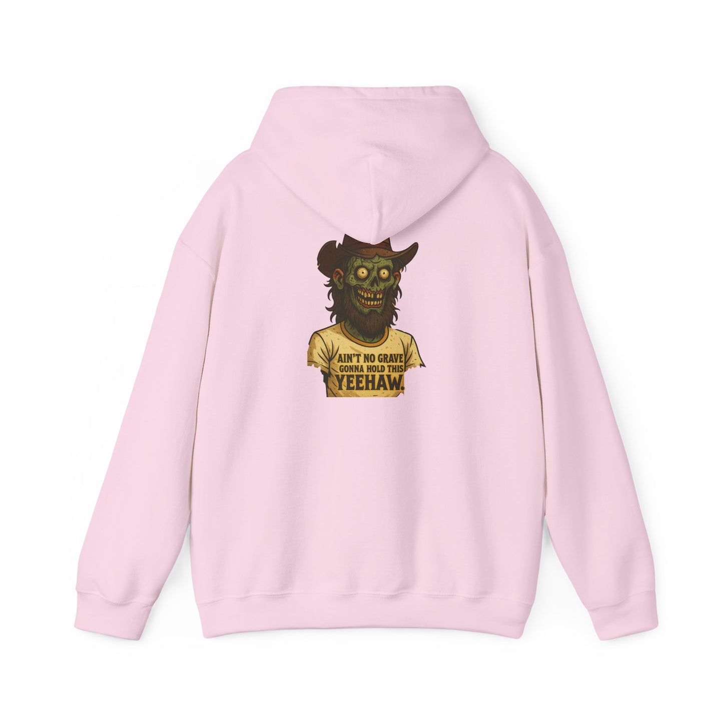 Zombie Cowboy Hoodie — "Ain't No Grave Can Hold This Man Down YEEHAW" Graphic