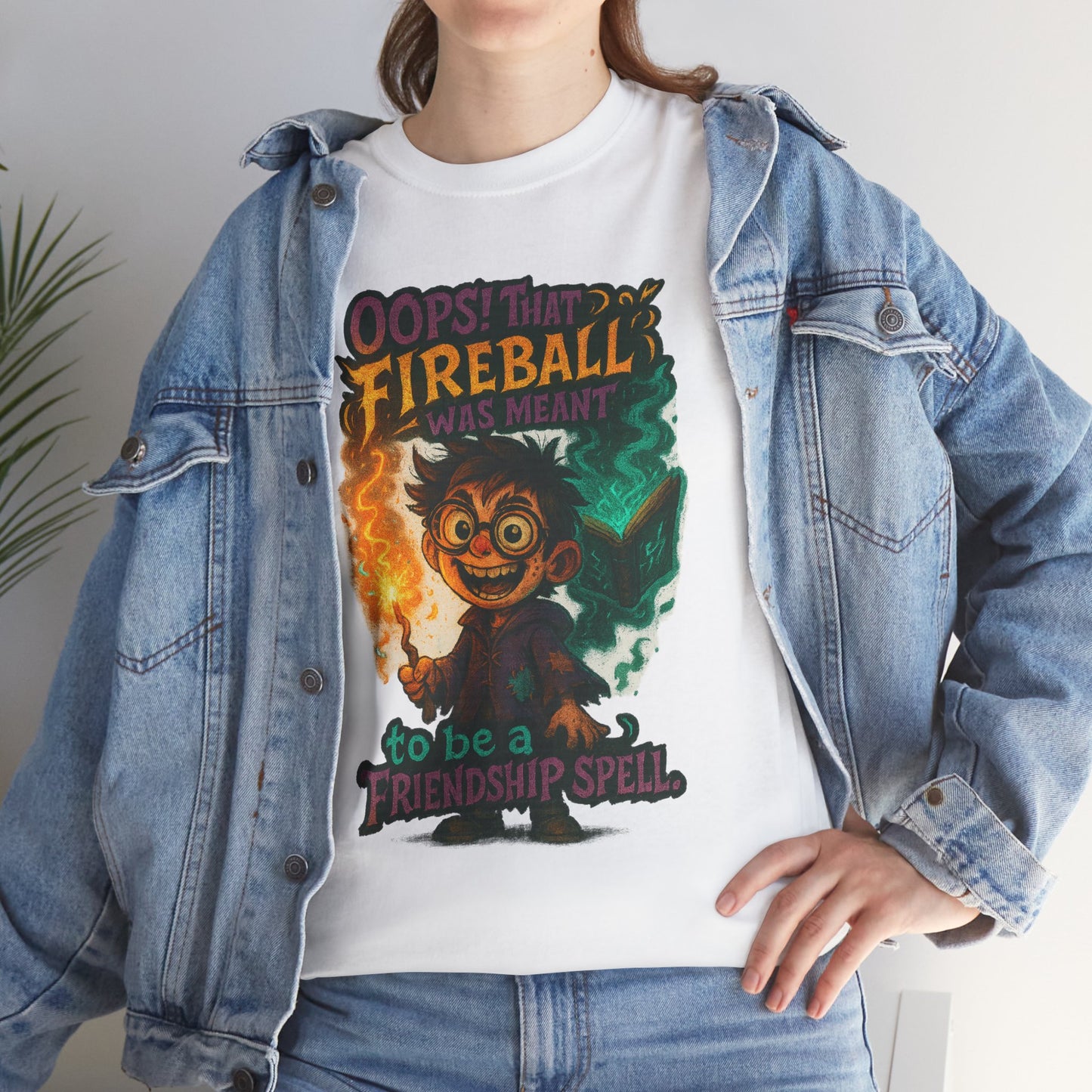 Fireball Wizard Character Tee | 'Friendship Spell' Magic Illustration