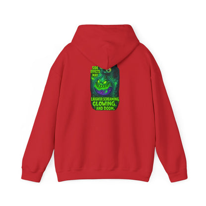 Glowing Green Monster Hoodie - "Causes Screaming, Glowing, and Doom" Graphic Pullover