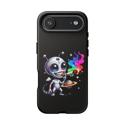 Alien Smoking Rainbow Galaxy Phone Case — Cute Cosmic Art Tough Case