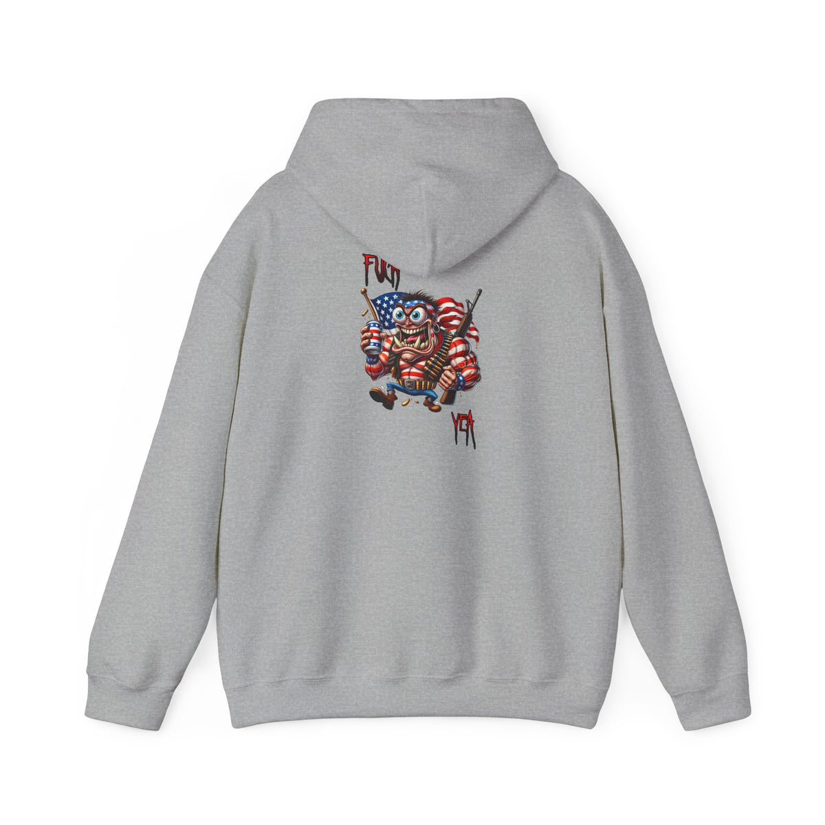 Patriotic Monster Hoodie - Funny USA Flag Character Back Graphic