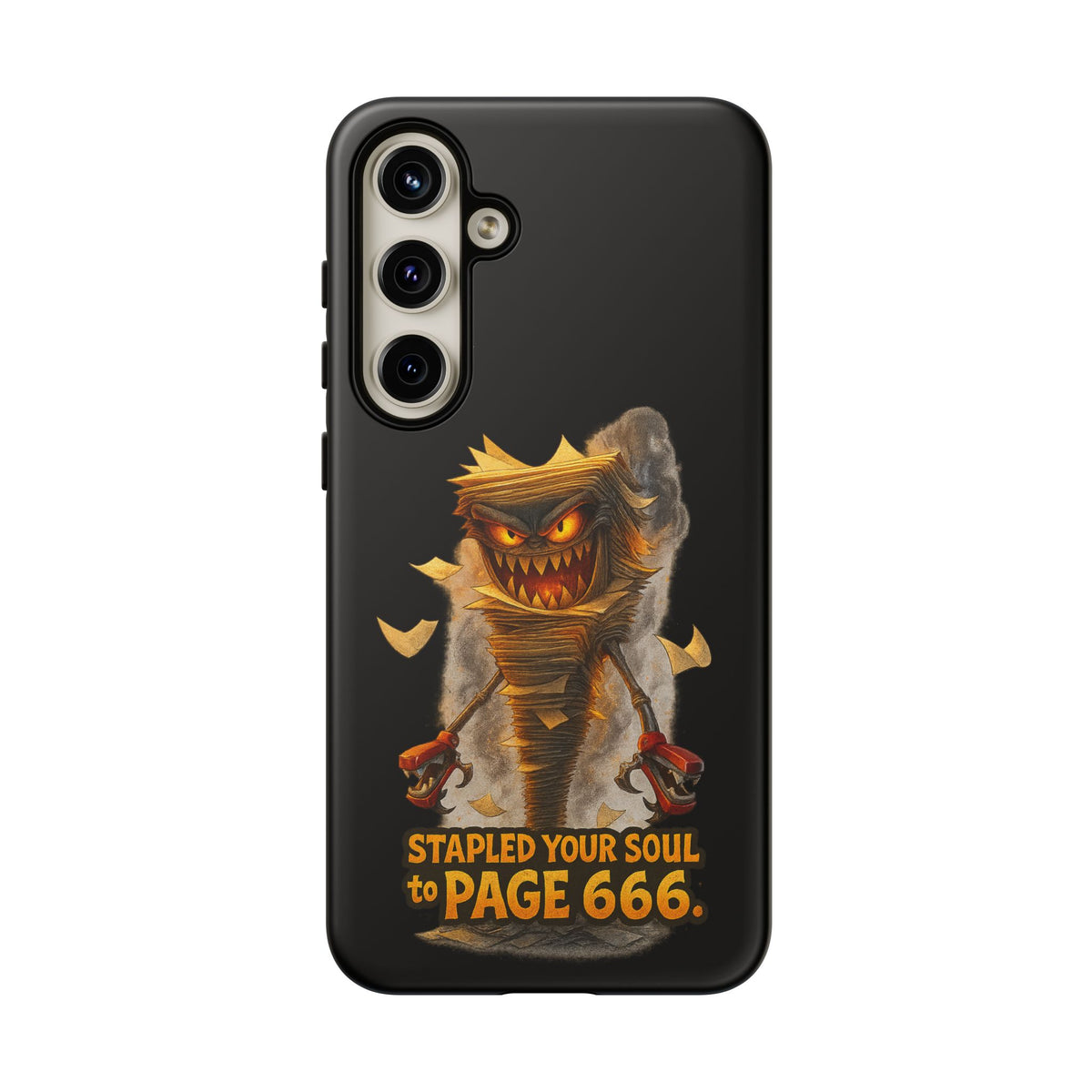 Phone Case — Halloween Mummy Creature “Stapled Your Soul to Page 666” Horror Design