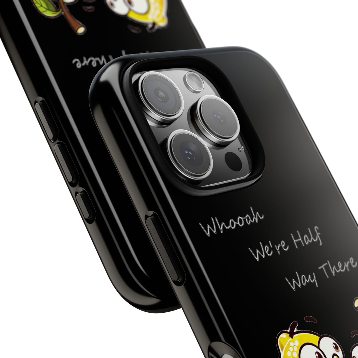 Phone Case - Playful Pear & Lemon Illustration with “Whooah We're Half Way There”