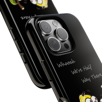 Phone Case - Playful Pear & Lemon Illustration with “Whooah We're Half Way There”