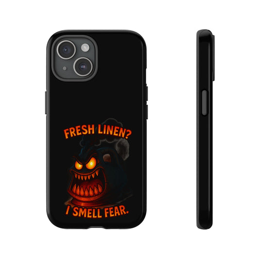 Phone Case — 'Fresh Linen? I Smell Fear.' Spooky Pumpkin Horror Protective Case