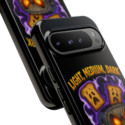 Phone Case — 'Light, Medium, Dark or Eternal Blackened Torment?' Spooky Toast & Toaster Horror Design
