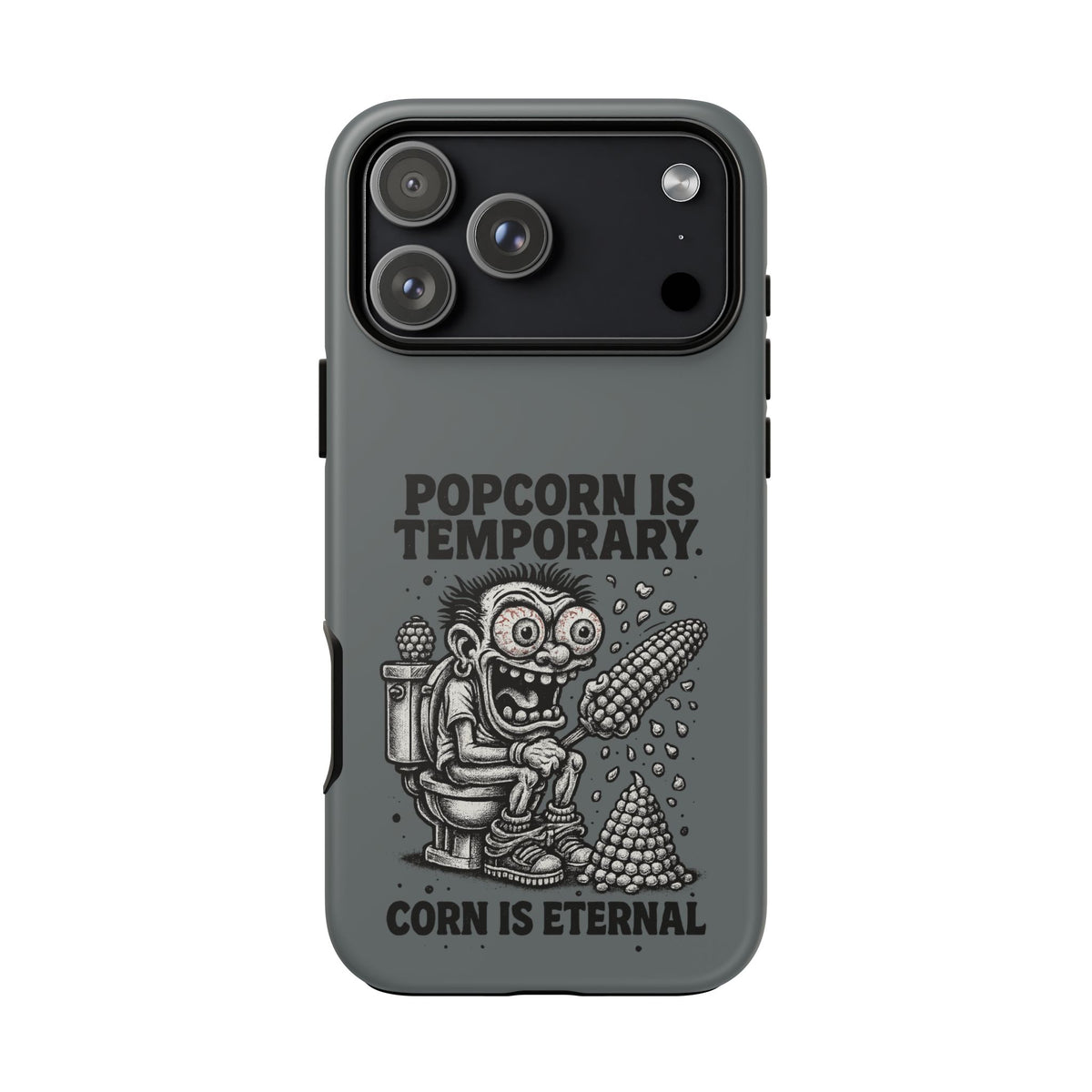 Phone Case — "Popcorn Is Temporary, Corn Is Eternal" Retro Zombie Corn Design