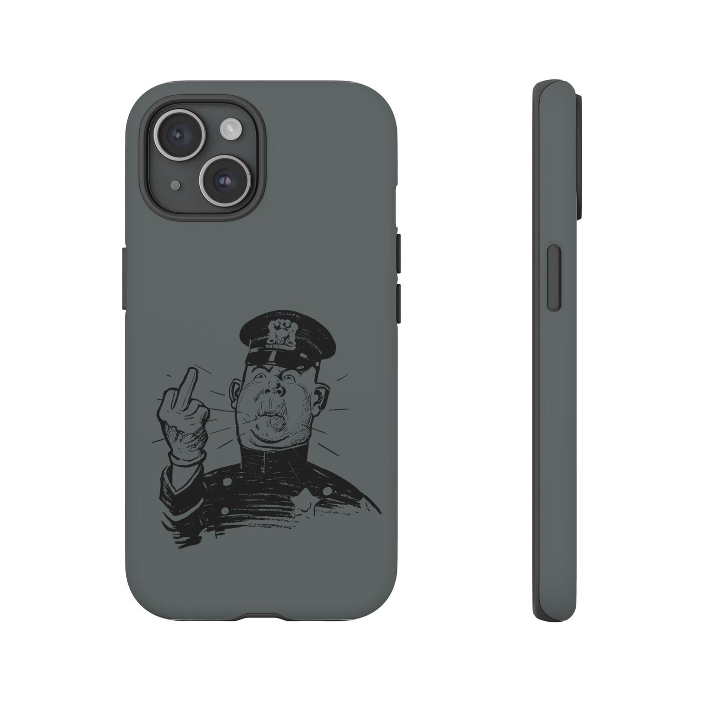 Vintage Cop Middle Finger Phone Case — Edgy Retro iPhone Protective Cover