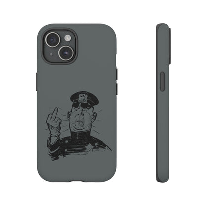 Vintage Cop Middle Finger Phone Case — Edgy Retro iPhone Protective Cover