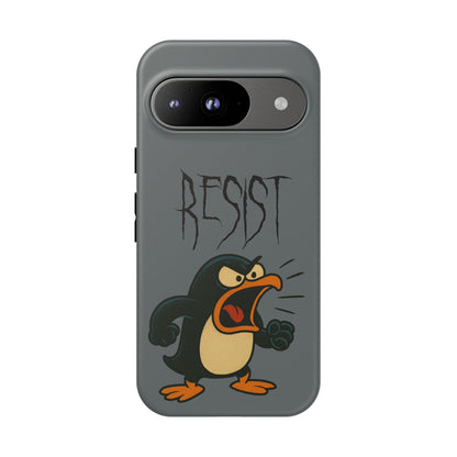 Resist Angry Penguin Phone Case — Protective iPhone Case with Bold Cartoon Design